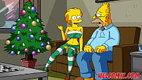 Old man fucking a hot girl dressed in Christmas clothes! Simpsons porn