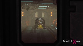 Alien sex in a starship. Female green alien gets fucked by a big monster